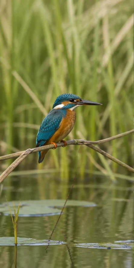 IJsvogel aan de waterkant in een groen leefgebied